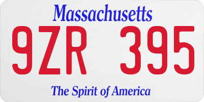 MA license plate 9ZR395