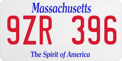 MA license plate 9ZR396