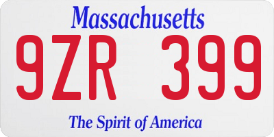 MA license plate 9ZR399