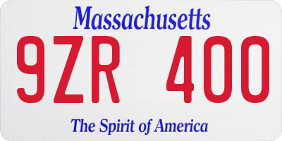 MA license plate 9ZR400