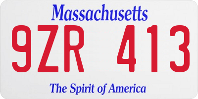 MA license plate 9ZR413