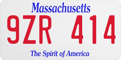 MA license plate 9ZR414