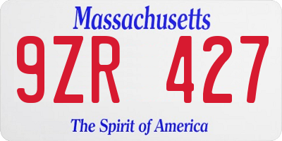 MA license plate 9ZR427