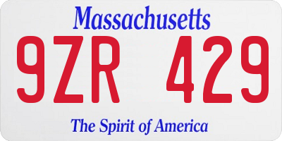 MA license plate 9ZR429