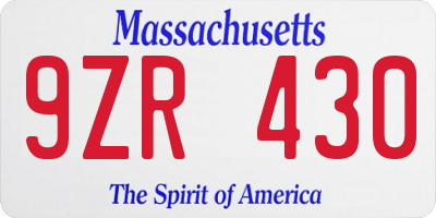 MA license plate 9ZR430