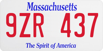 MA license plate 9ZR437