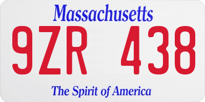 MA license plate 9ZR438