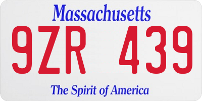 MA license plate 9ZR439