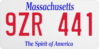 MA license plate 9ZR441