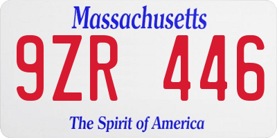 MA license plate 9ZR446