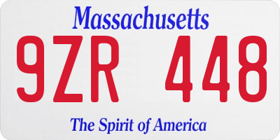 MA license plate 9ZR448