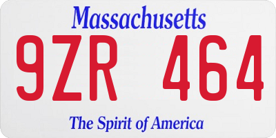 MA license plate 9ZR464