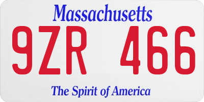 MA license plate 9ZR466