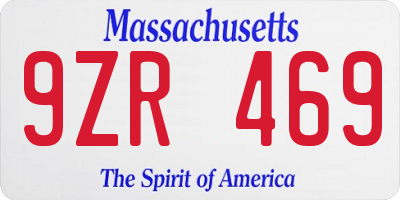 MA license plate 9ZR469