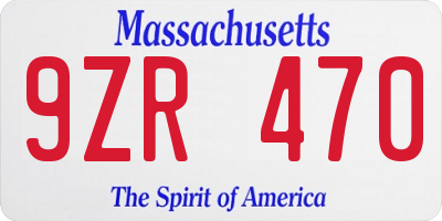 MA license plate 9ZR470