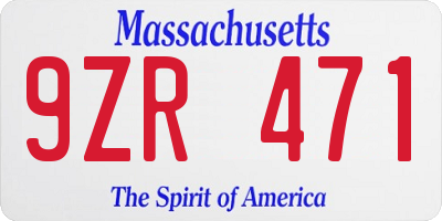 MA license plate 9ZR471