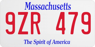 MA license plate 9ZR479