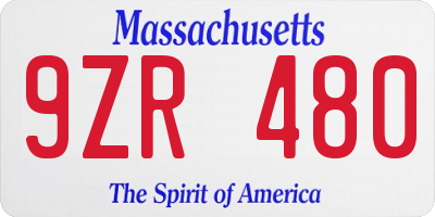 MA license plate 9ZR480