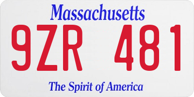 MA license plate 9ZR481