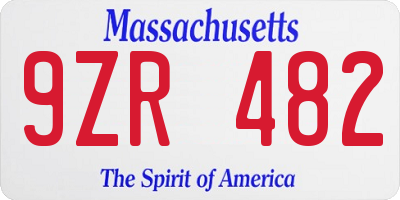 MA license plate 9ZR482