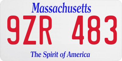 MA license plate 9ZR483
