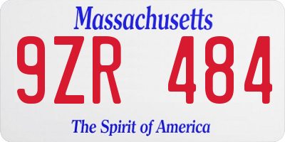 MA license plate 9ZR484