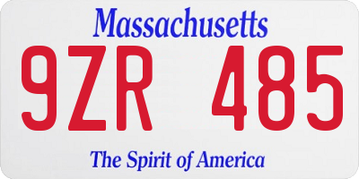 MA license plate 9ZR485