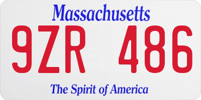 MA license plate 9ZR486