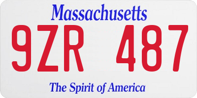 MA license plate 9ZR487