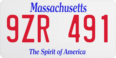 MA license plate 9ZR491