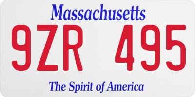 MA license plate 9ZR495