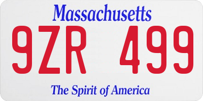 MA license plate 9ZR499