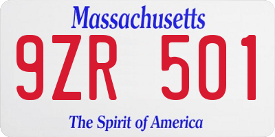 MA license plate 9ZR501