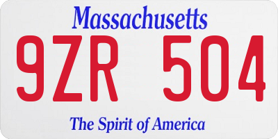 MA license plate 9ZR504