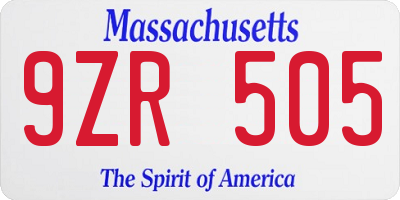 MA license plate 9ZR505