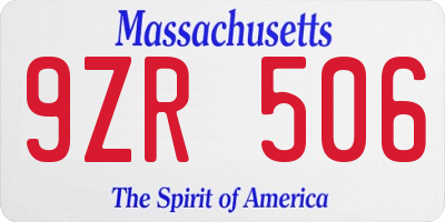 MA license plate 9ZR506