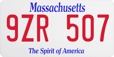 MA license plate 9ZR507