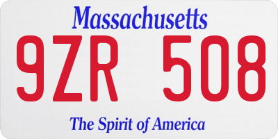 MA license plate 9ZR508