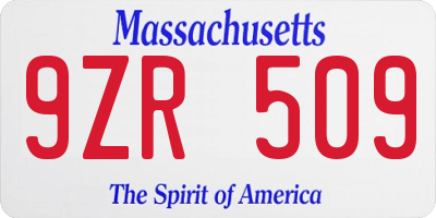 MA license plate 9ZR509