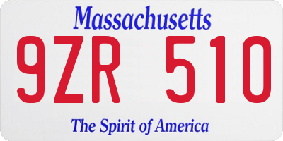 MA license plate 9ZR510