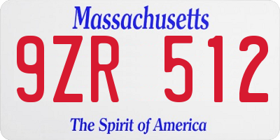 MA license plate 9ZR512