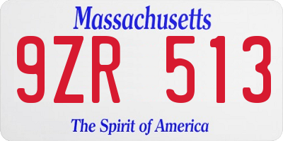 MA license plate 9ZR513