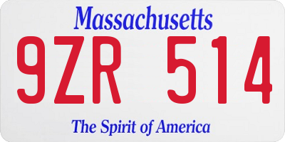 MA license plate 9ZR514