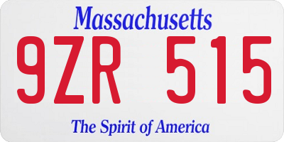 MA license plate 9ZR515