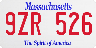 MA license plate 9ZR526