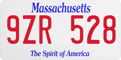 MA license plate 9ZR528