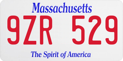 MA license plate 9ZR529