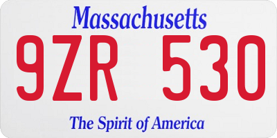 MA license plate 9ZR530