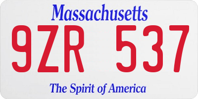 MA license plate 9ZR537