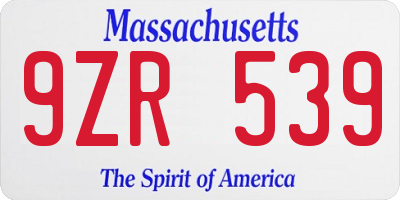 MA license plate 9ZR539